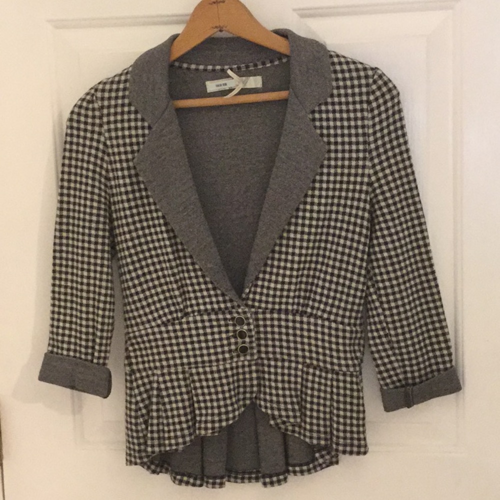 Checkered Kimchi Blue Peplum Jacket/Blazer